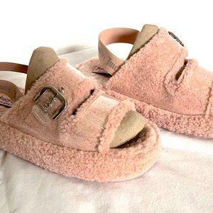JUICY Couture Pink Slipper Slides Sherpa Sandals 10